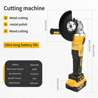 DEWALT 18V Max Brushless Angle Grinder - 125mm Flat Head, Bare for Metal Cutting, Stone Grinding & Woodworking