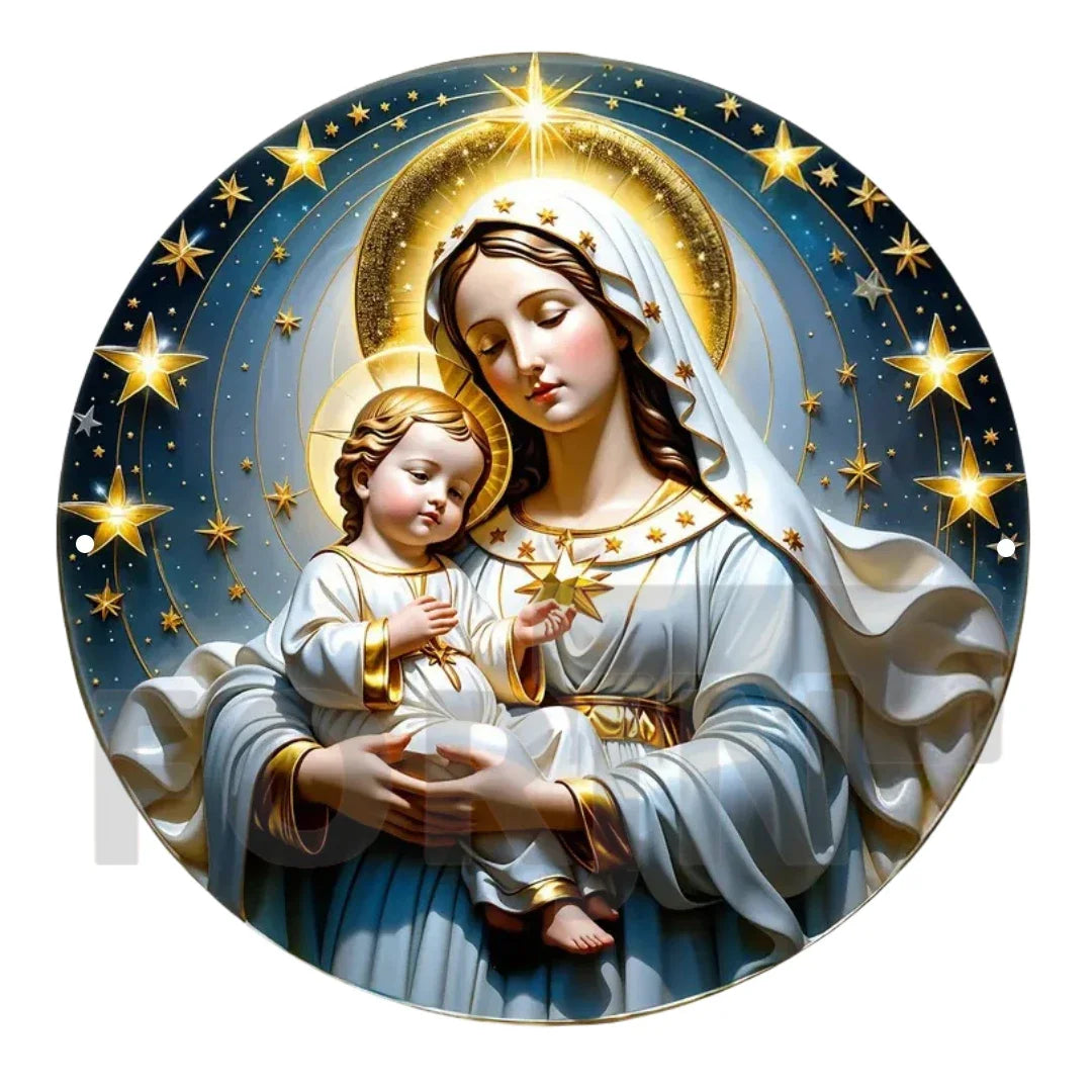 2D "Nativity" Christmas Themed Art Wreath Round Metal Sign,Home,room,Cafe, Farmhouse Office Wall Decor,Jesus Enthusiasts's Gift