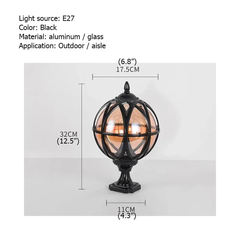 ELARA Outdoor Post light Patio Modern LED Round Waterproof Pillar Lighting For Porch Balcony Courtyard Villa