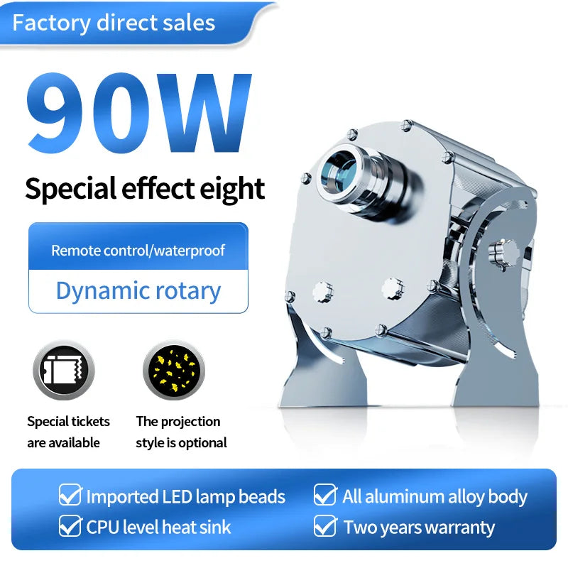 Dynamic 8logos Conversion Multiple Patterns Switching rotate special effect projector Outdoor creative pattern custom spotlights