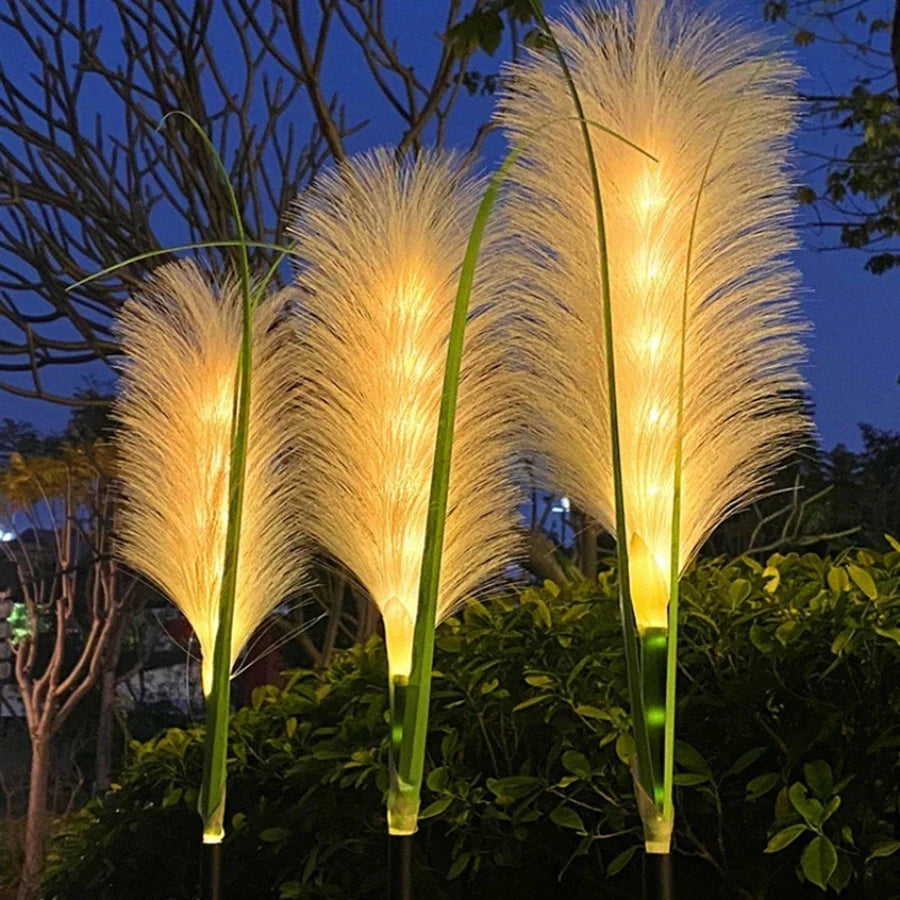 LED solar simulation reed fiber optic lamp, outdoor waterproof lawn and courtyard decoration lamp
