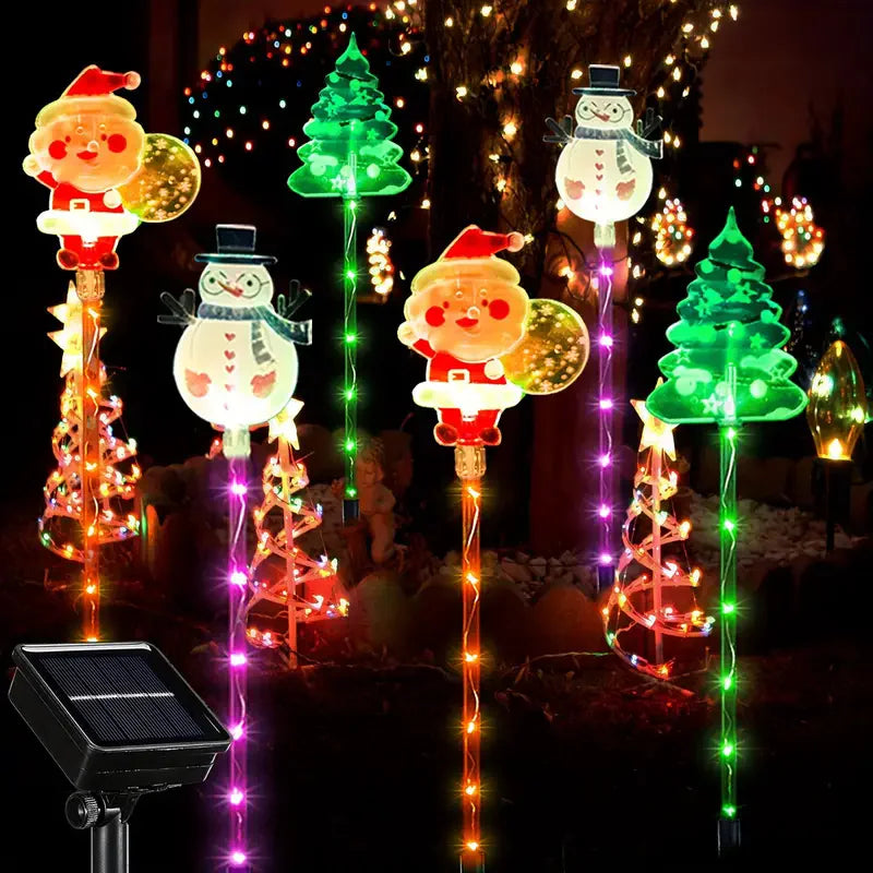 6PCS Solar Powered Christmas Stake Lights Solar Christmas Decor LED Lights Outdoor Waterproof Garden Walkway Holiday 870