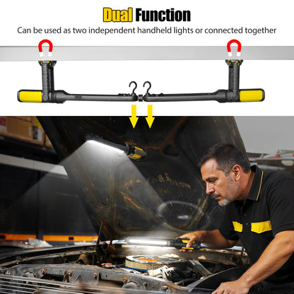 Dual Magnetic LED Work Lights 2 in 1 Rechargeable Rotation