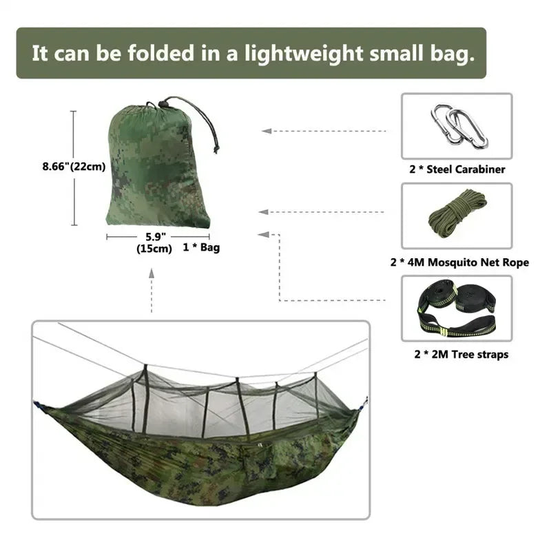 Swallowtail Camping Hammock With Mosquito Net and Rainfly