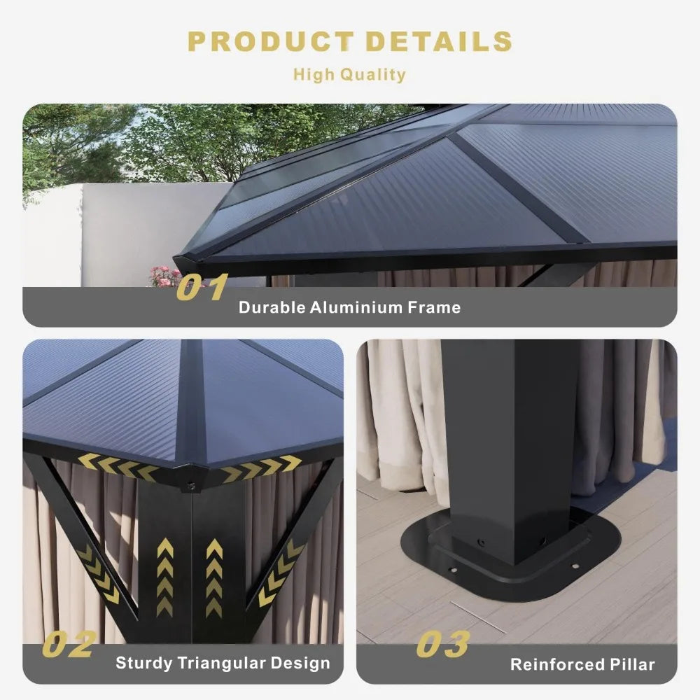 SOLUMIAM Hardtop Gazebo With Aluminum Frame And Netting