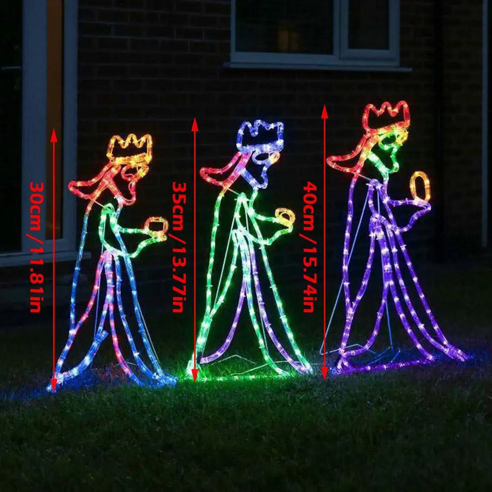 Outdoor Christmas LED Three 3 Kings Silhouette Motif Rope Light Decoration for Garden Yard New Year Christmas Decoration Party