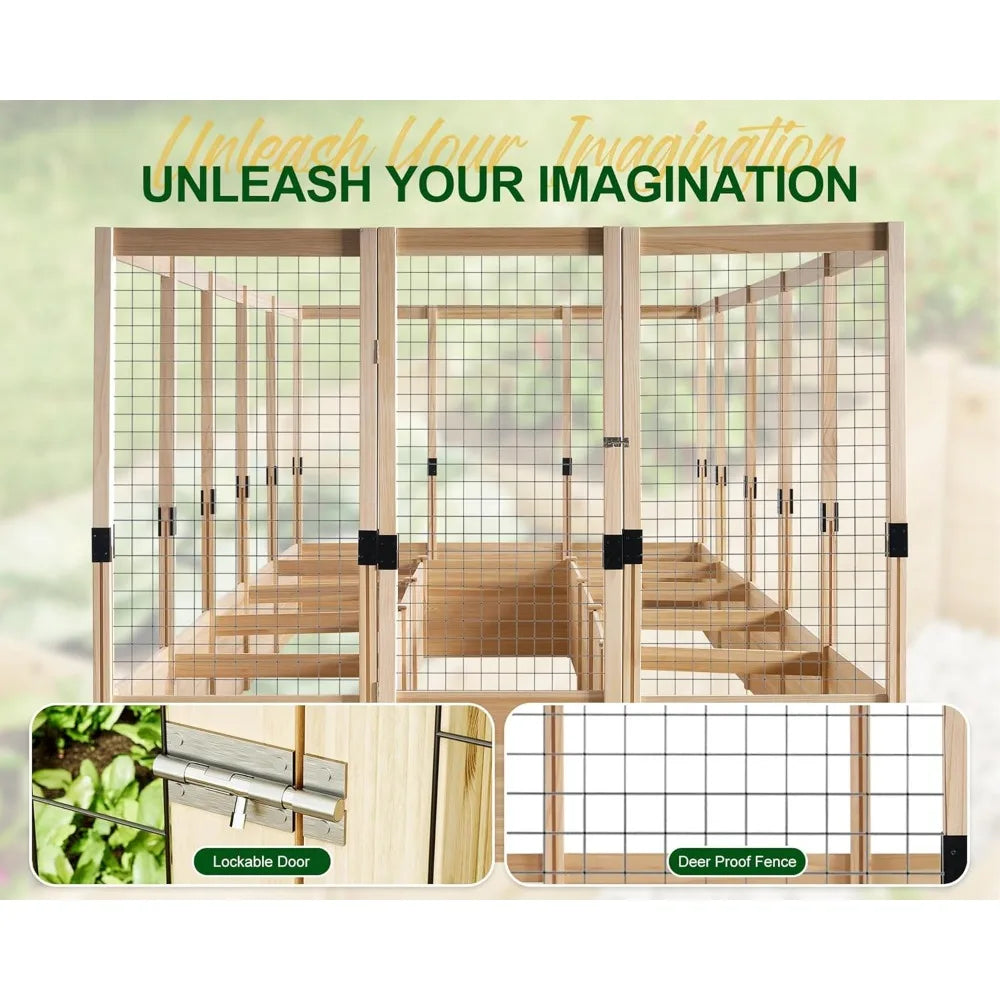 U Shaped Raised Garden Bed With Deer Proof Fence Outdoor