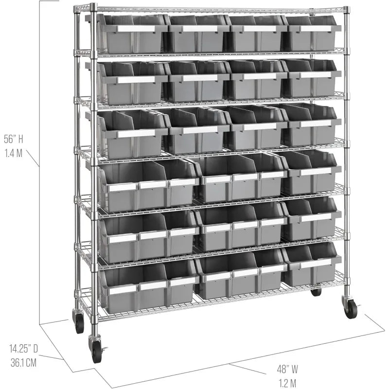NSF Heavy Duty Solid Steel Bin Rack Shelving System