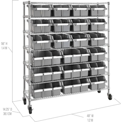 NSF Heavy Duty Solid Steel Bin Rack Shelving System