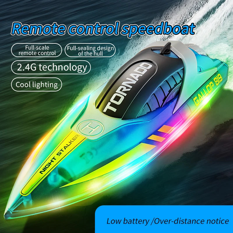 RC Speed Boat With LED Light Rechargeable Waterproof