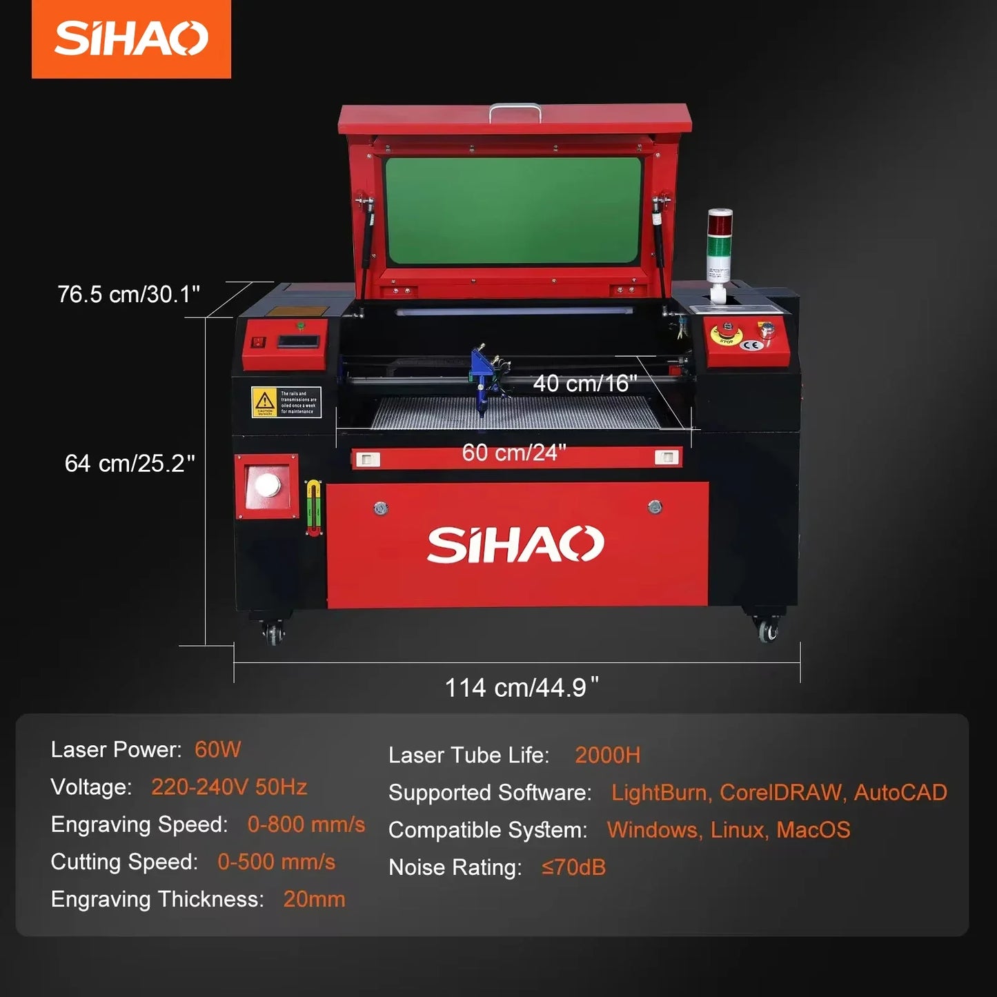 Sihao 130W Laser Engraver CO2 Engraving Machine For Fabric