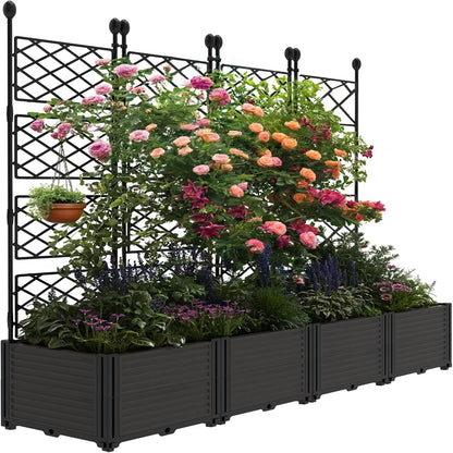 Plastic Plant Box With Metal Trellis Raised Garden Bed