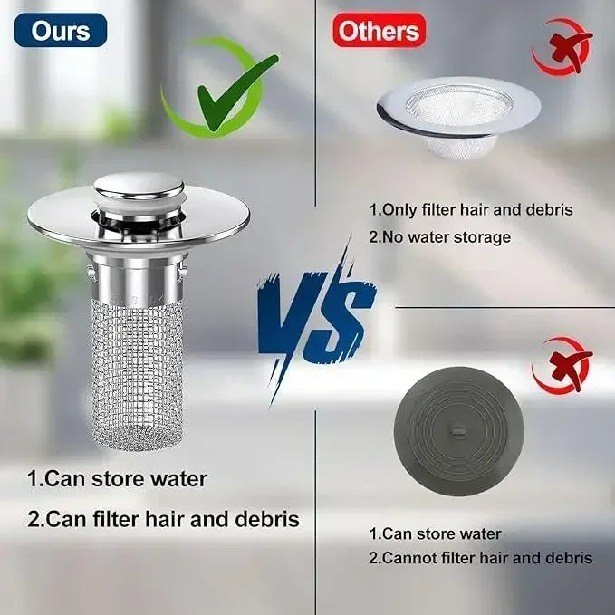 Two Pack Sink Drain Strainers With Pop Up Stopper Basket