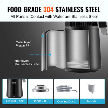 Water Distiller 1.05 G. Purifier Filter 750W Water Maker
