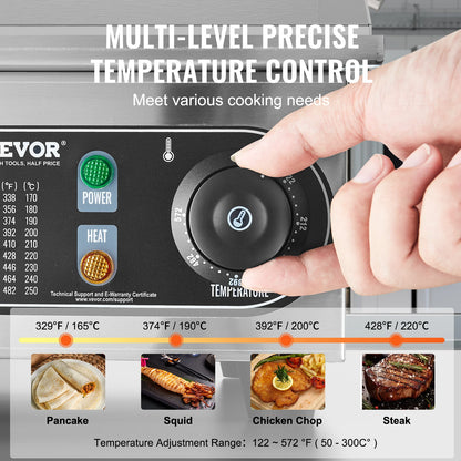Commercial Electric Countertop Griddle 2800W With Adjustable Temperature