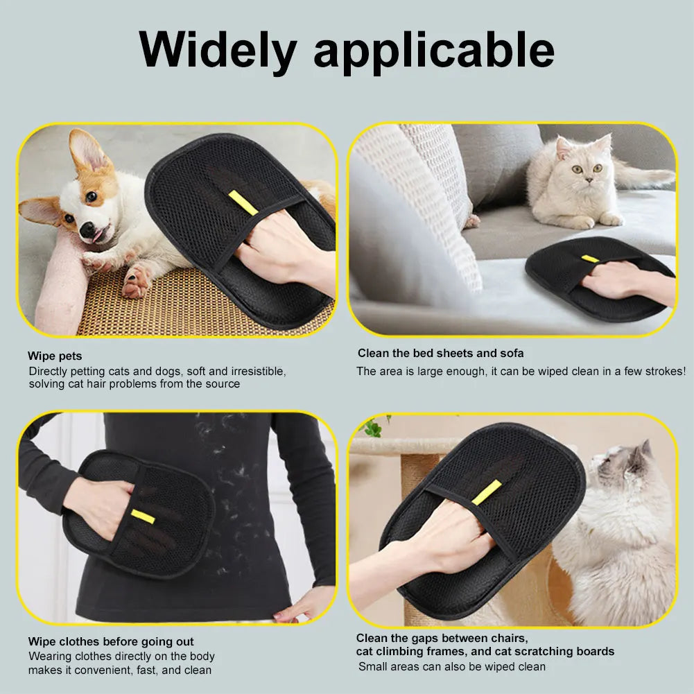 Pet Hair Removal Glove Grooming Mitt For Cats And Dogs