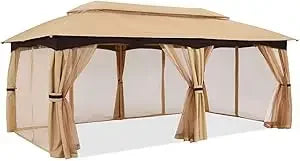 10x20 Outdoor Gazebo - Patio Gazebo with Mosquito Netting, Outdoor Canopies for Shade and Rain for Lawn, Garden, Backyard & Dec