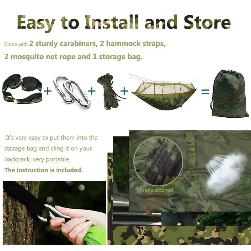 Swallowtail Camping Hammock With Mosquito Net and Rainfly