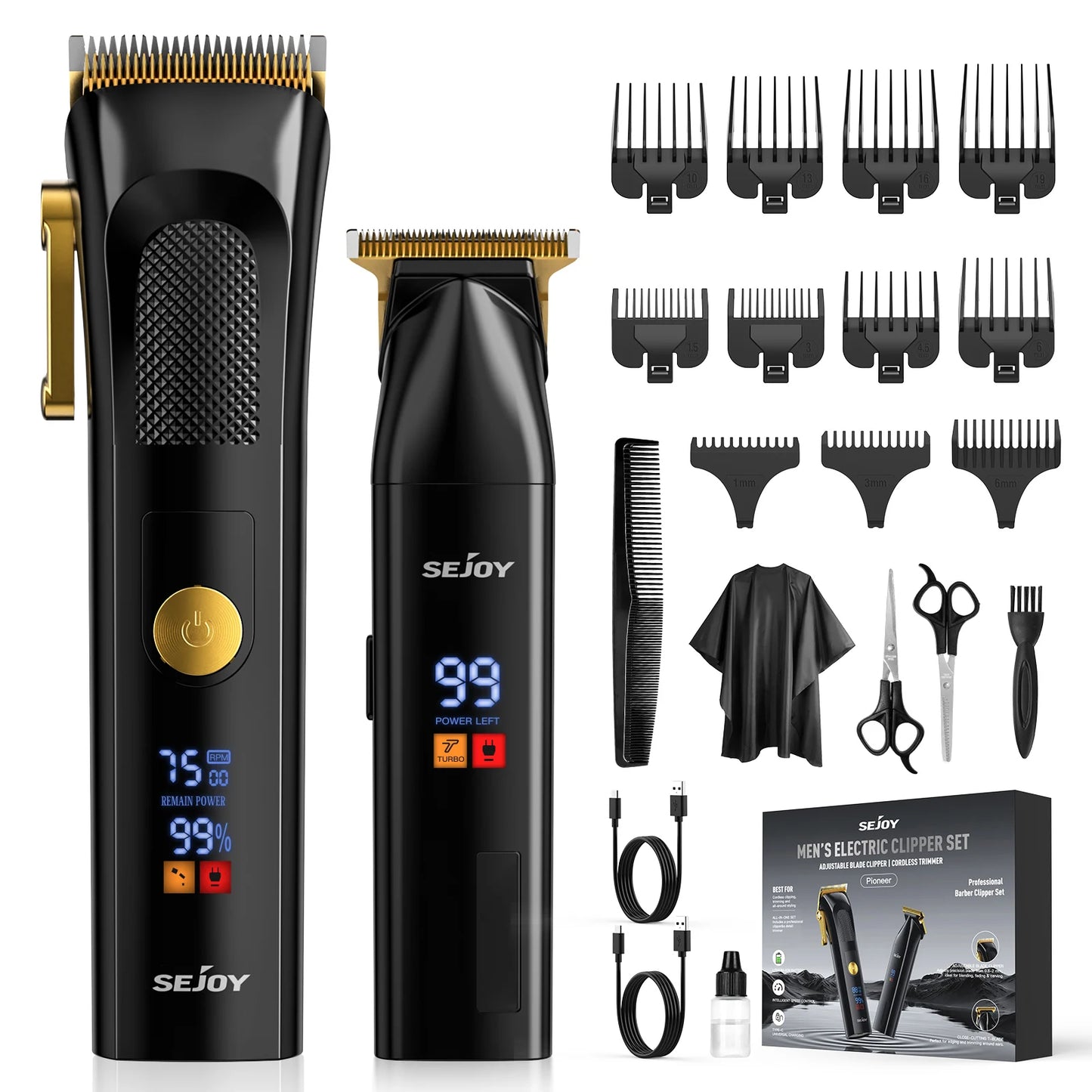 Sejoy Professional Hair Clipper Trimmer Kit Cordless