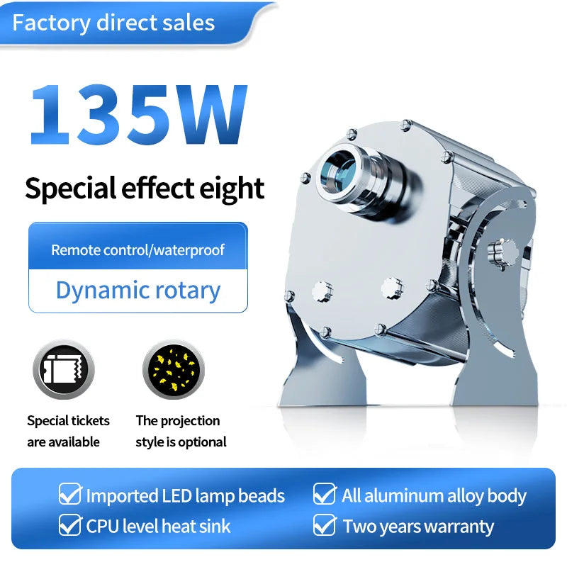 Dynamic 8logos Conversion Multiple Patterns Switching rotate special effect projector Outdoor creative pattern custom spotlights