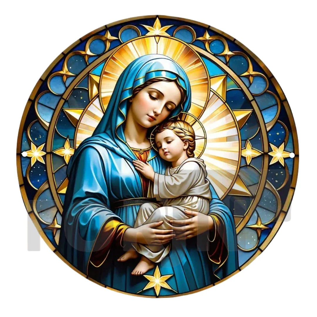 2D "Nativity" Christmas Themed Art Wreath Round Metal Sign,Home,room,Cafe, Farmhouse Office Wall Decor,Jesus Enthusiasts's Gift