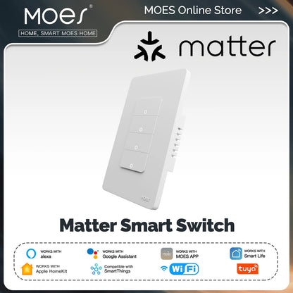 MOES Tuya Matter Smart Light Button Switch With App Control