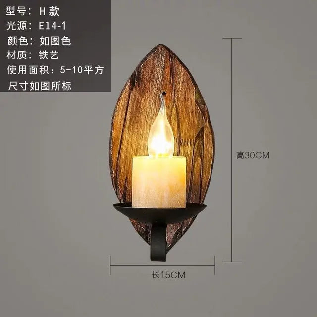 Retro Wooden Wall Lamp for Living Room Wood LED Sconces Cafe Bar Bedroom Bedside Industrial Style Home Decor Wall Light Fixtures