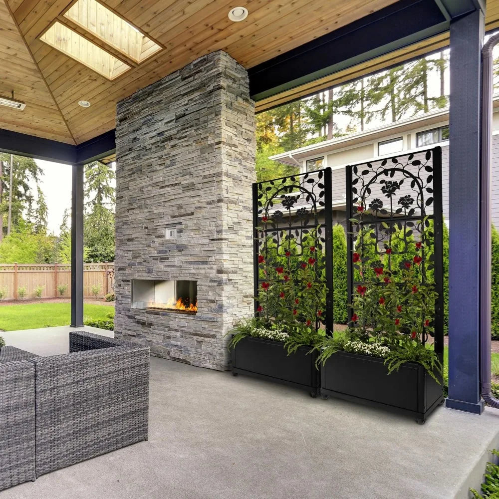 Trellis Planter Box For Outdoor Plants Privacy Screen