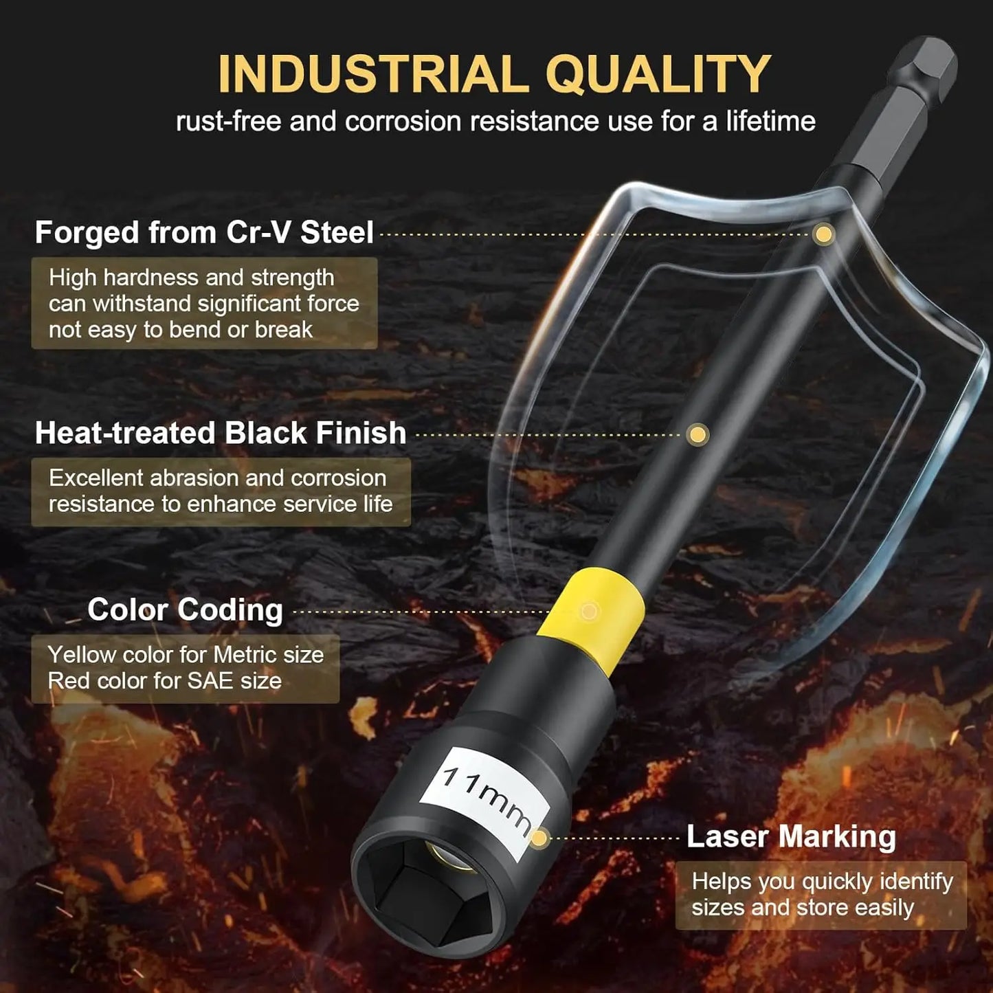 Magnetic Nut Driver Set 18-Piece With Extensions And Impact Adapter