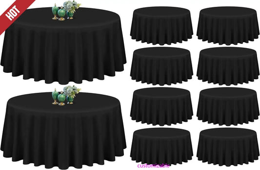 10 Pack Black Round Tablecloth 90 Inch Washable Polyester Tablecloths， Wrinkle Table Cloth Decorative Fabric Table