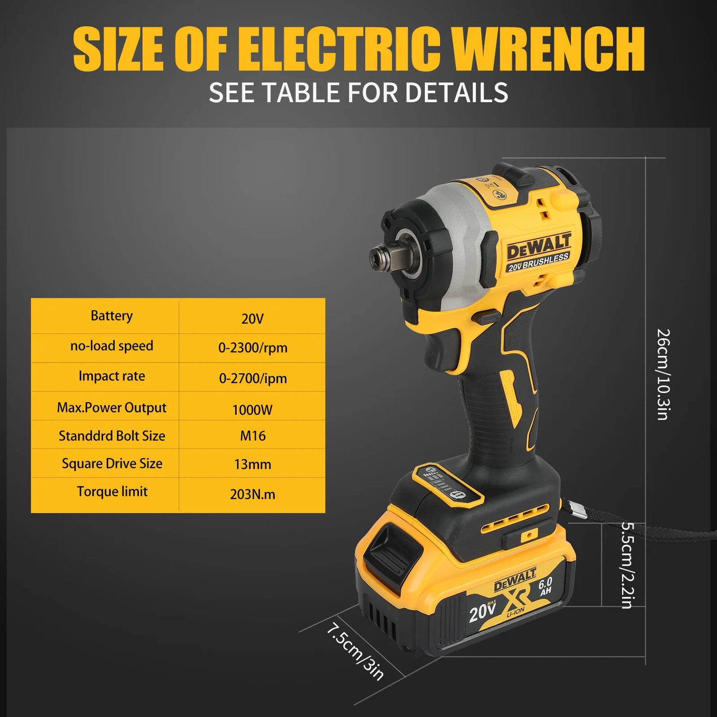 DeWalt DCF850 - 20V Lithium - Ion Cordless Impact Wrench - High Torque, Rechargeable Power Tool for Pros & DIYers