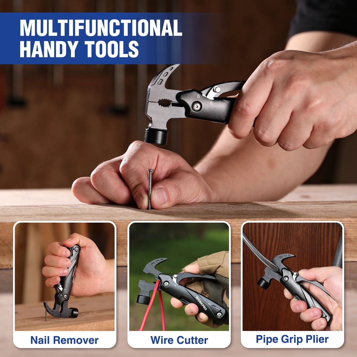 WORKPRO 12 In 1 Hammer Multitool Claw Hammer With Sheath