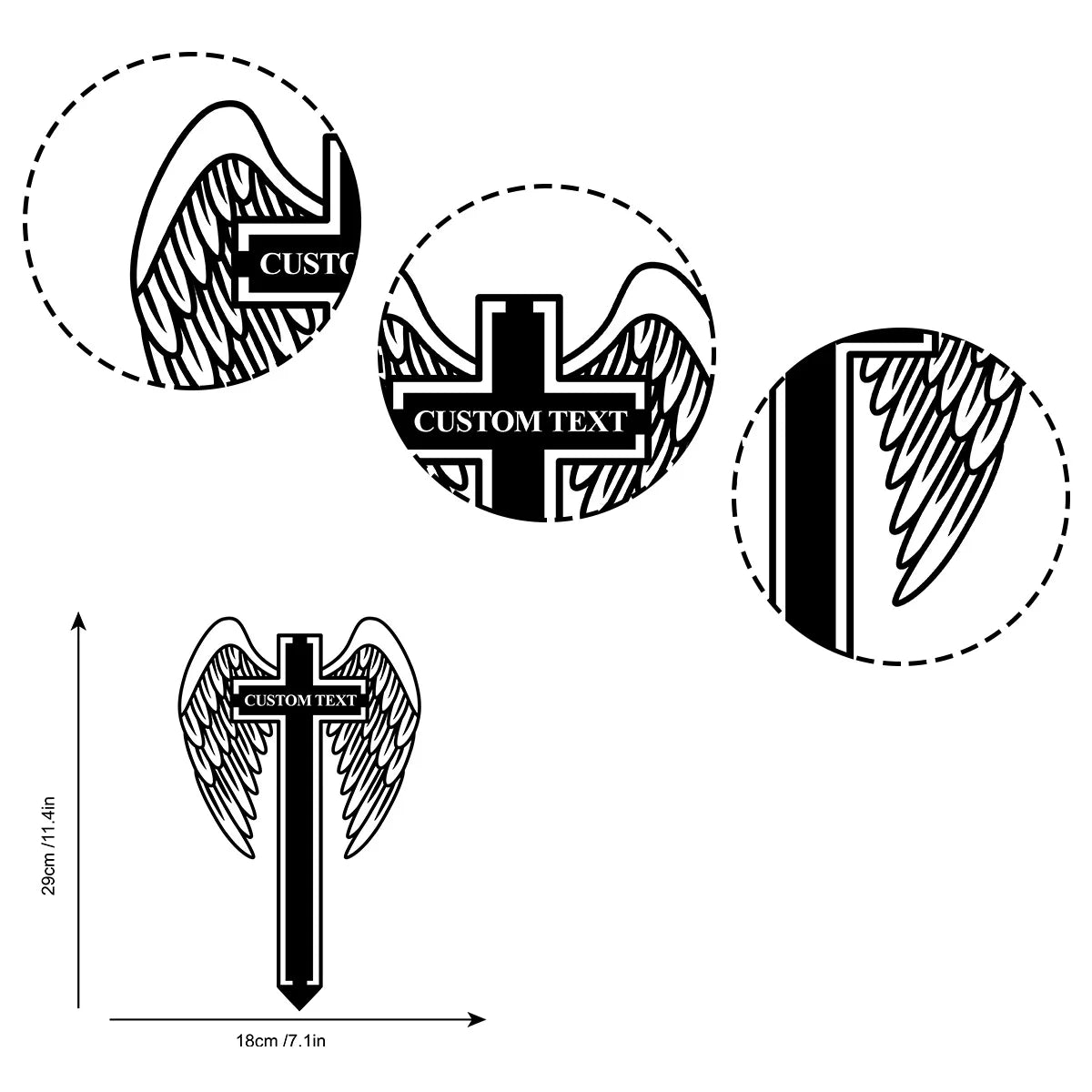 Custom Personalized Cross With Angel Wings Memorial Metal Stake, Sympathy Sign, Grave Marker, Remembrance Stake, Garden Decor