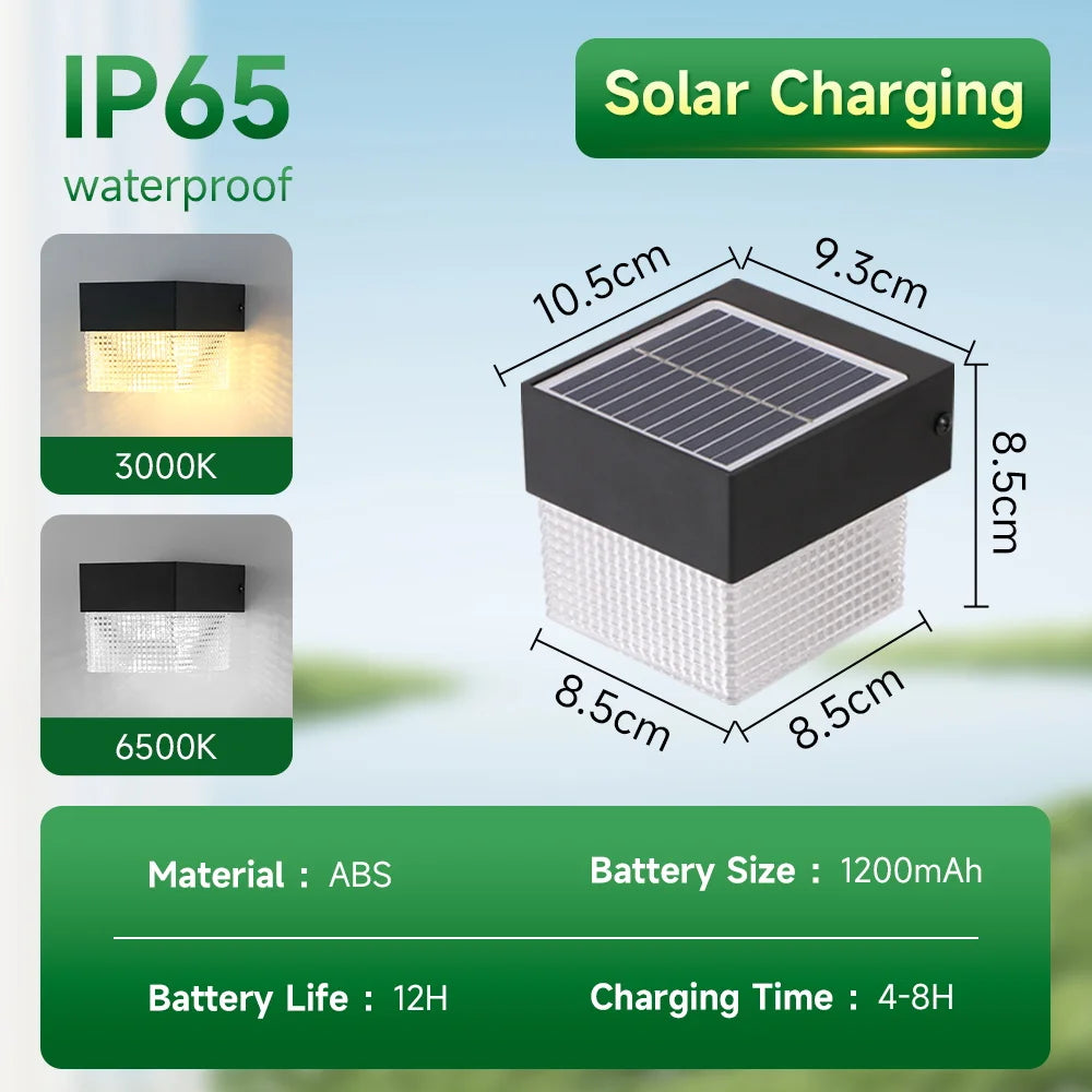 Solar Wall Lamp Outdoor Warm Light Waterproof Up And Down Luminous Lighting Balcony Yard Garden Decoration Lights Exterior Wall