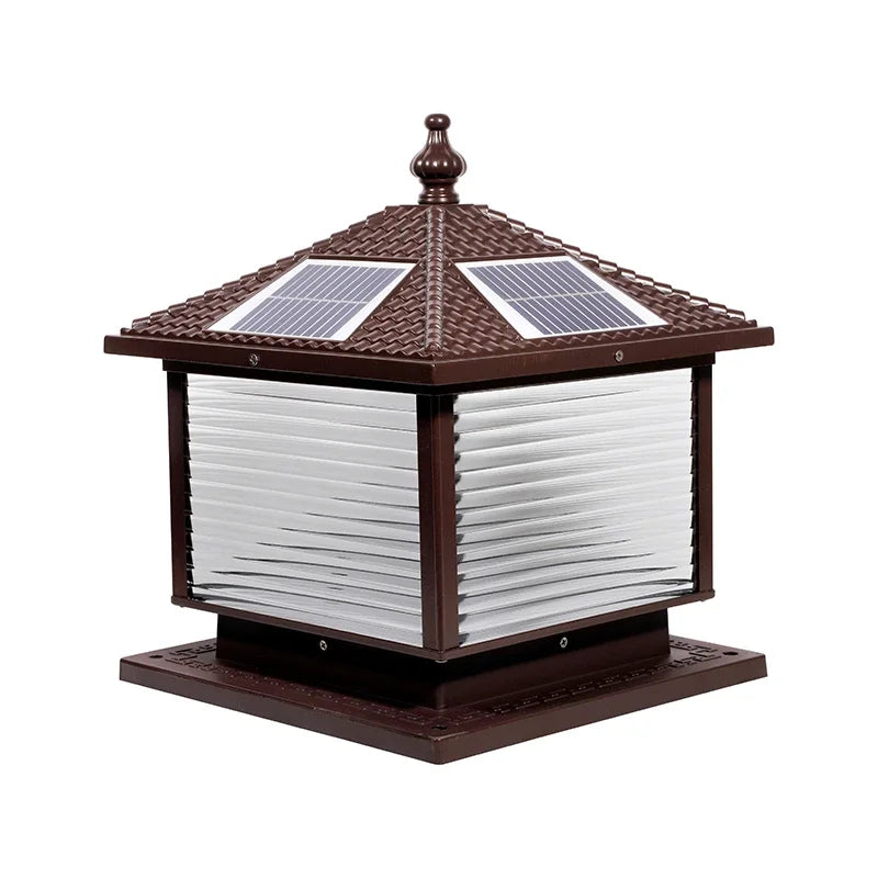 Hongcui Solar Post Lamp LED Outdoor Creative Striped Glass Simple Pillar Light Waterproof IP65 for Home Villa Courtyard