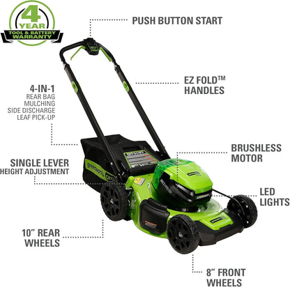 Cordless 80V Lawn Mower Trimmer Blower Combo Kit With Battery