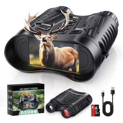Night Vision Binoculars 8X Digital Zoom With 1000ft HD IR Illuminator 4K Video