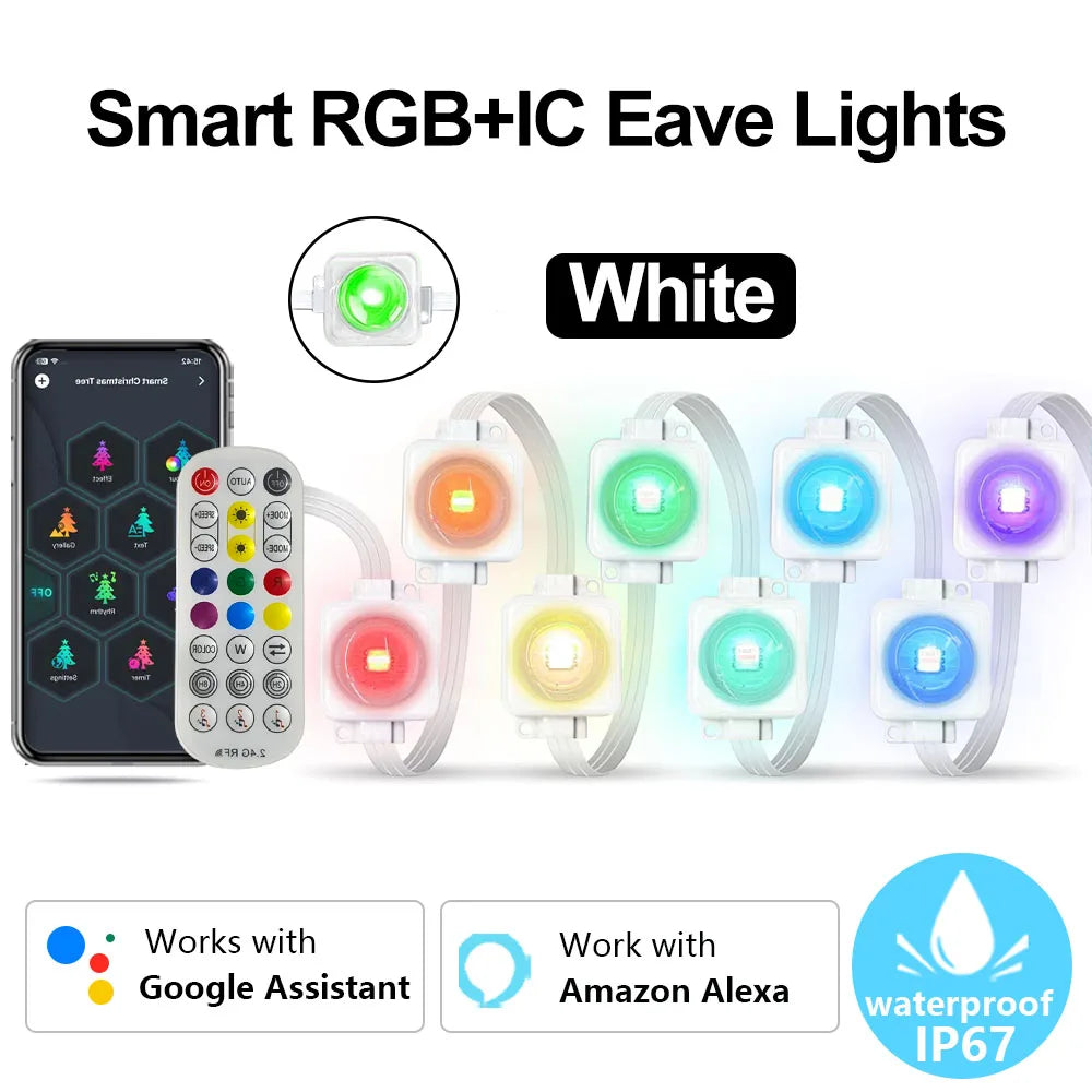 90m/295ft 180LED Smart Rainbow Led Permanent Outdoor Light RGBIC Christmas Light,App & Remote Control,IP67 Waterproof Home Decor