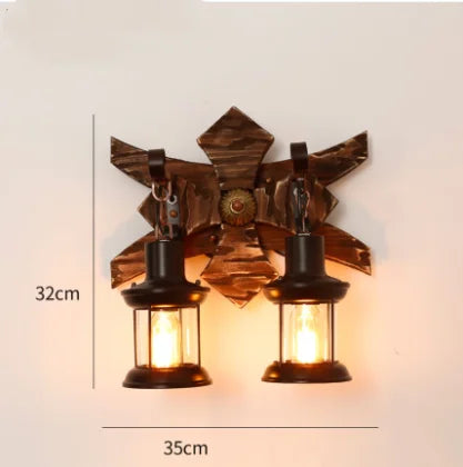 Retro Wooden Wall Lamp for Living Room Wood LED Sconces Cafe Bar Bedroom Bedside Industrial Style Home Decor Wall Light Fixtures
