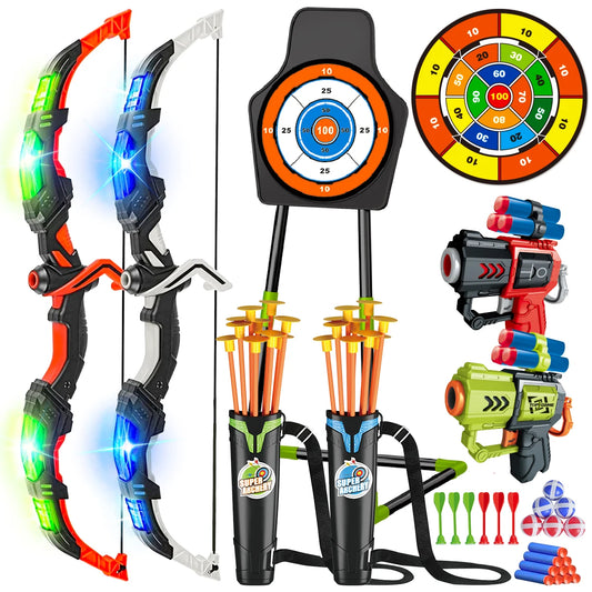 VATOS Bow Arrow Gun Toy For Kids LEDLight Archery Set