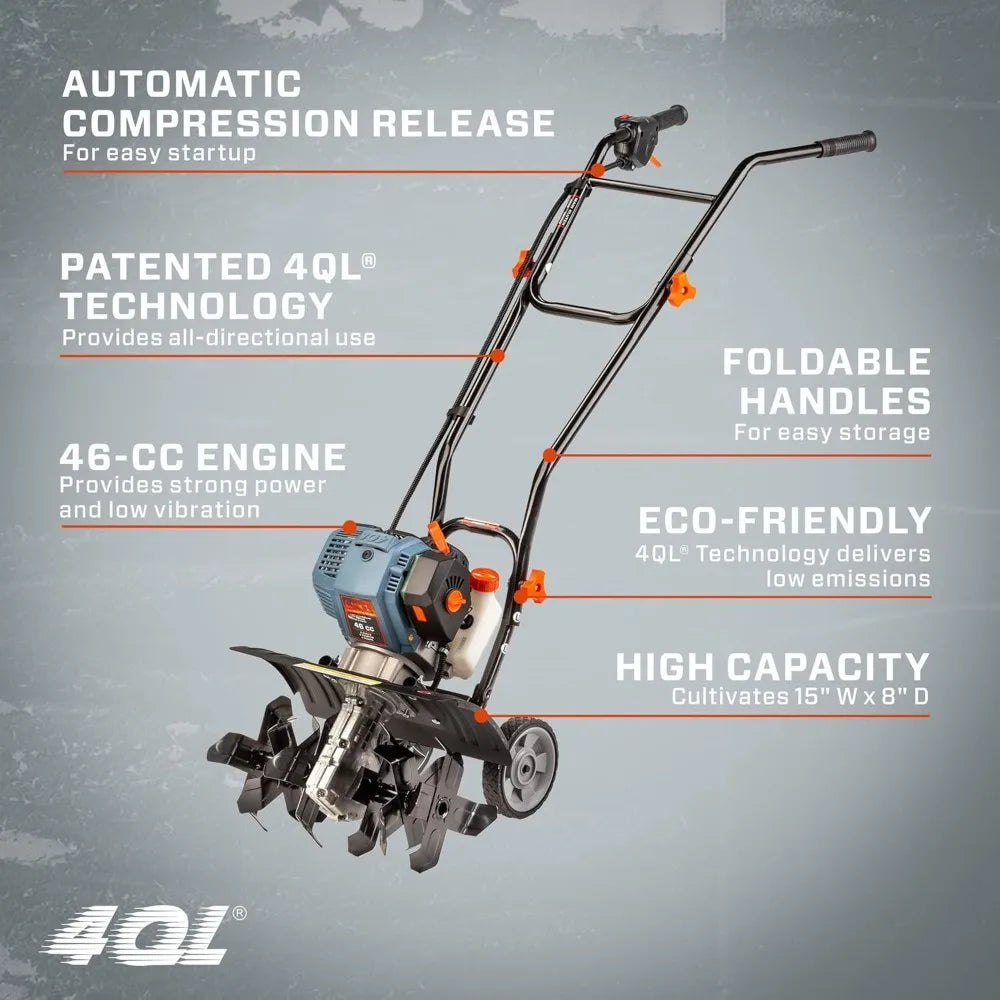 Hign-concerned 4QL 46cc Gas Tiller Cultivator Easy Start