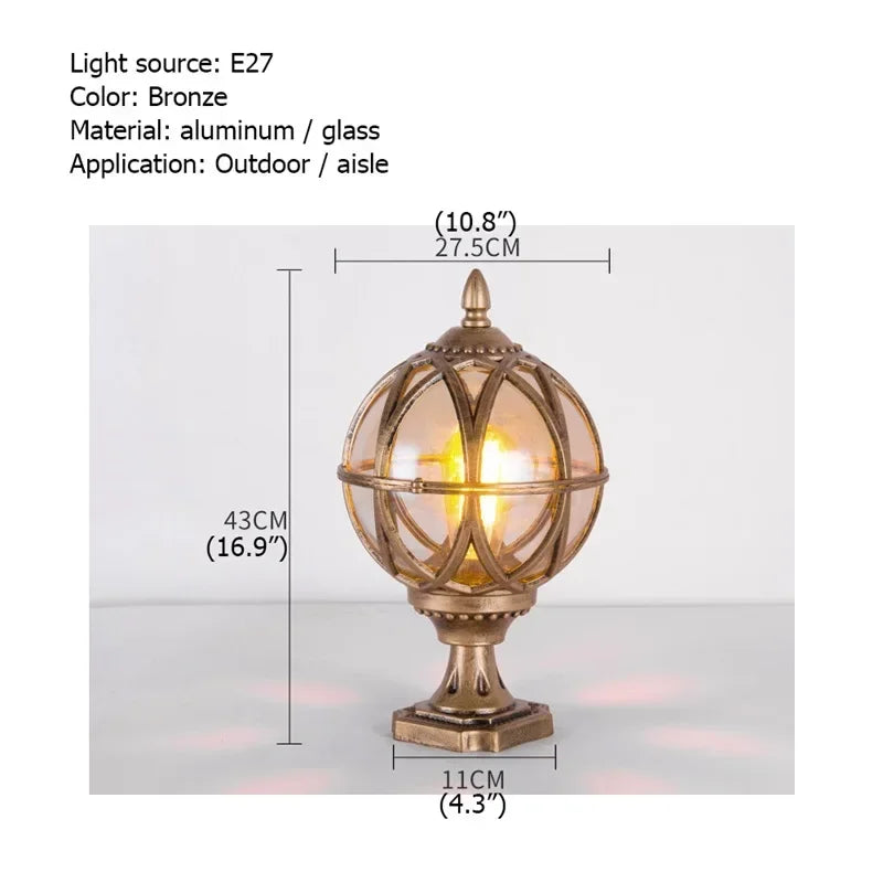 ELARA Outdoor Post light Patio Modern LED Round Waterproof Pillar Lighting For Porch Balcony Courtyard Villa