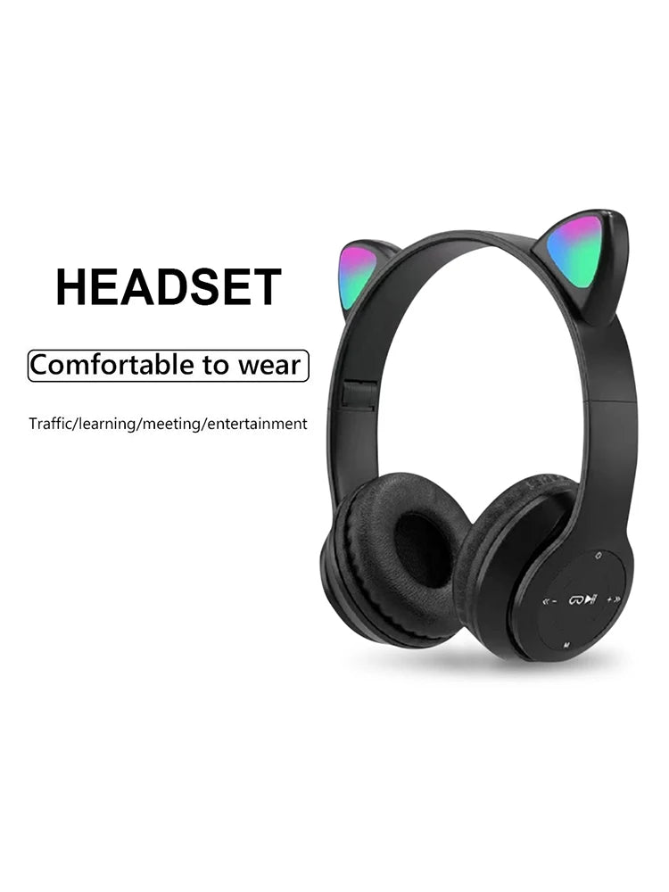 ANENG Wireless Cat Ear Headphones Bluetooth 5 Glow Light