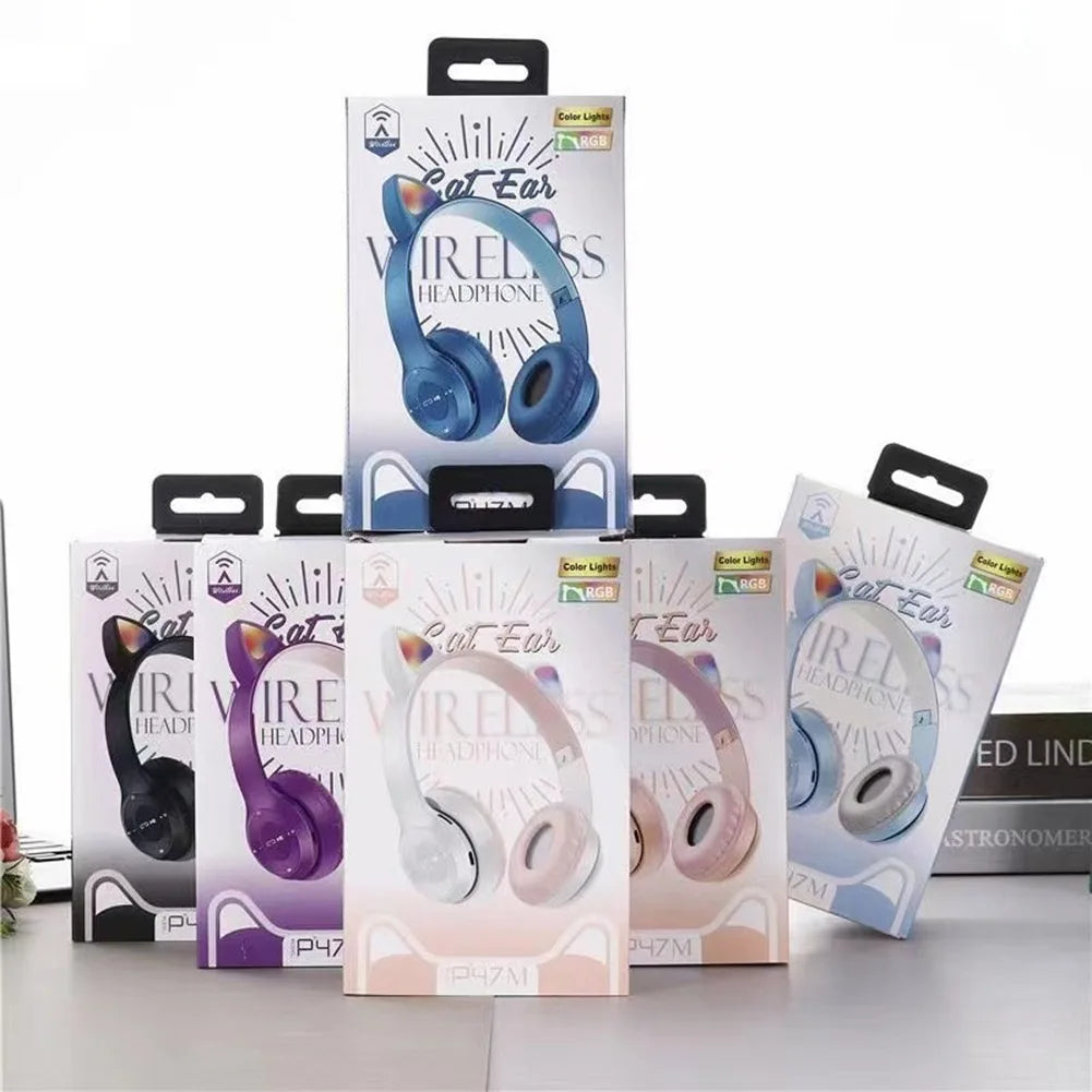 ANENG Wireless Cat Ear Headphones Bluetooth 5 Glow Light