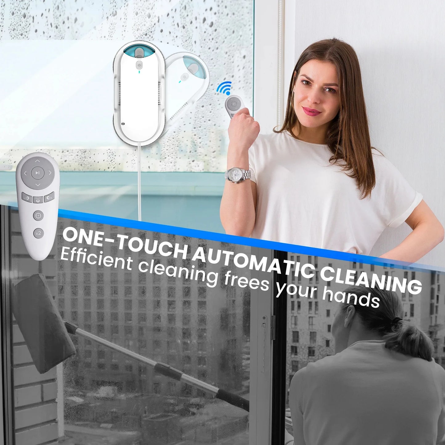 INSE Window Cleaning Robot With Automatic Water Spray Remote Control