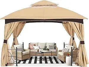 10x20 Outdoor Gazebo - Patio Gazebo with Mosquito Netting, Outdoor Canopies for Shade and Rain for Lawn, Garden, Backyard & Dec