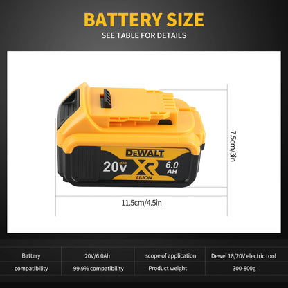 DEWALT DCB206 20V 6.0AH Rechargeable Backup Lithium Battery Packaging, Ideal for All DEWALT 20V Power Tools,Ensuring Performance