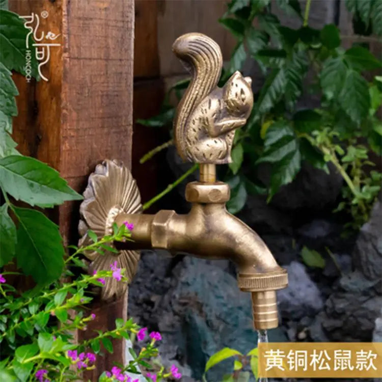 Bathroom Garden Faucet Antique Brass Kindergarden Wall Mount Animal Cold Water Faucet Basin Faucet