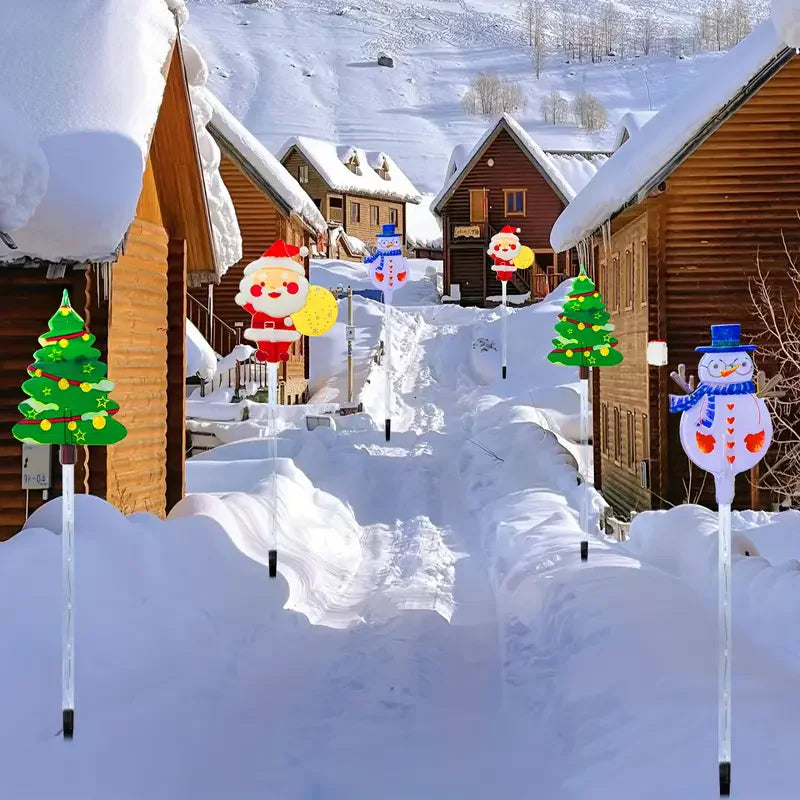 6PCS Solar Powered Christmas Stake Lights Solar Christmas Decor LED Lights Outdoor Waterproof Garden Walkway Holiday 870
