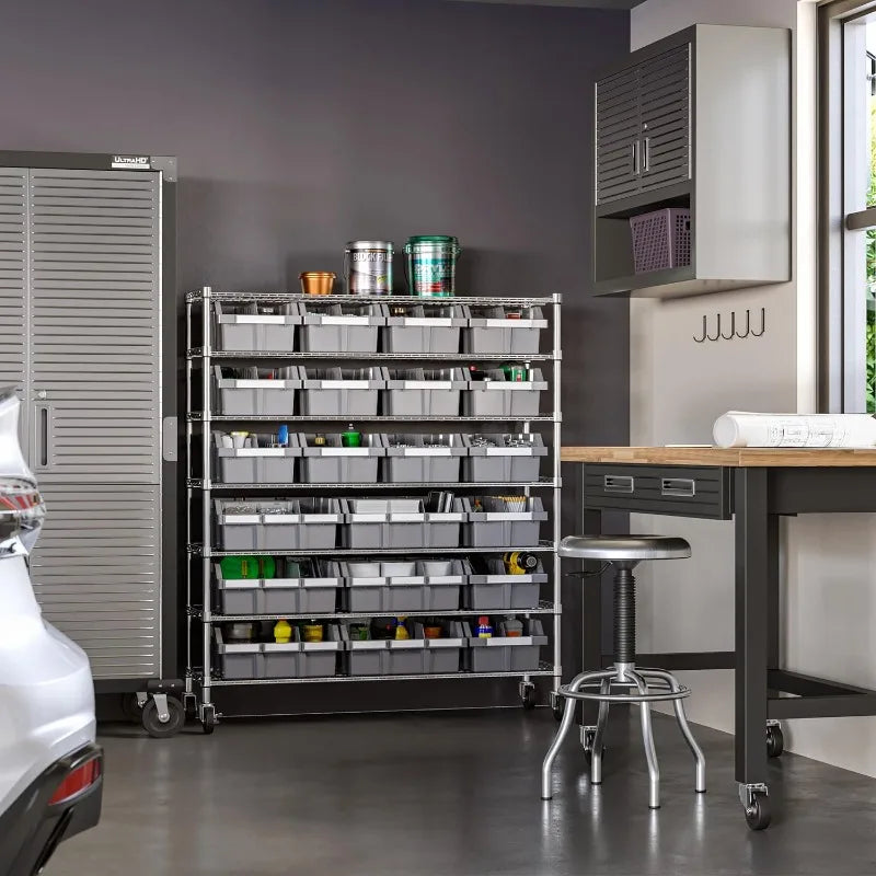 NSF Heavy Duty Solid Steel Bin Rack Shelving System